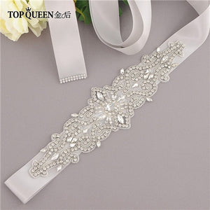 TOPQUEEN S26 Crystal and Rhinestones Gown Dresses belt Accessories Wedding Belts for bride Bride Waistband Bridal Sashes