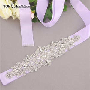 TOPQUEEN S26 Crystal and Rhinestones Gown Dresses belt Accessories Wedding Belts for bride Bride Waistband Bridal Sashes