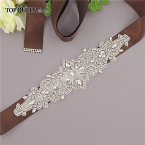 TOPQUEEN S26 Crystal and Rhinestones Gown Dresses belt Accessories Wedding Belts for bride Bride Waistband Bridal Sashes