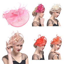 Load image into Gallery viewer, Bridal Wedding Hat Fascinator Feather Mesh Party Cocktail Headdress Hair Flowers New gai