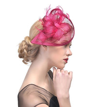 Load image into Gallery viewer, Bridal Wedding Hat Fascinator Feather Mesh Party Cocktail Headdress Hair Flowers New gai