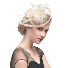 Load image into Gallery viewer, Bridal Wedding Hat Fascinator Feather Mesh Party Cocktail Headdress Hair Flowers New gai