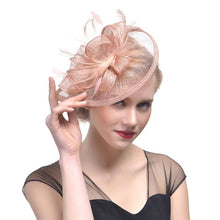 Load image into Gallery viewer, Bridal Wedding Hat Fascinator Feather Mesh Party Cocktail Headdress Hair Flowers New gai
