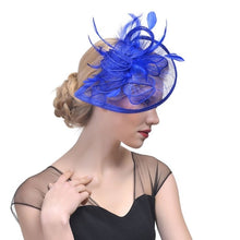 Load image into Gallery viewer, Bridal Wedding Hat Fascinator Feather Mesh Party Cocktail Headdress Hair Flowers New gai