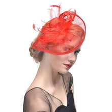 Load image into Gallery viewer, Bridal Wedding Hat Fascinator Feather Mesh Party Cocktail Headdress Hair Flowers New gai