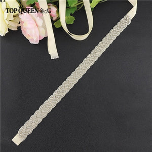 TOPQUEEN S2020 Women's Rhinestones Handmade Belt Wedding Dress Belt Accessories Marriage Bridal Sashes Can Customize Any Size