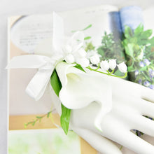 Load image into Gallery viewer, White Waterfall Wedding Bouquet Artificial Calla Lily of the Valley Blue Flowers Bridal Support Bouquets Flores Novia