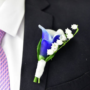 White Waterfall Wedding Bouquet Artificial Calla Lily of the Valley Blue Flowers Bridal Support Bouquets Flores Novia