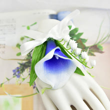 Load image into Gallery viewer, White Waterfall Wedding Bouquet Artificial Calla Lily of the Valley Blue Flowers Bridal Support Bouquets Flores Novia