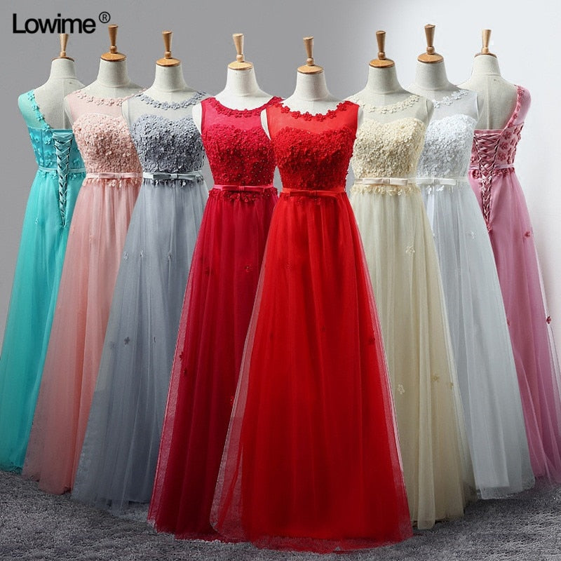 Hot In Stock A-Line Scoop Bridesmaid Dresses Long vestidos Dresses For Wedding Party Floor Length Dresses