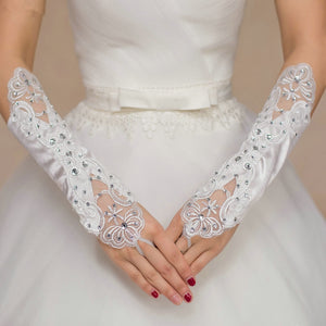 Free Shipping 2020 Bridal Gloves Applqiue with Rhinestone Fingerless Gloves Wedding Gloves