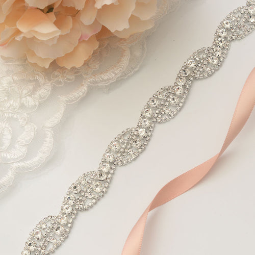 Wedding Belt Rhinestones Bridal Belt Silver Crystal Bridal Dress Sash For Wedding Accessories JK947