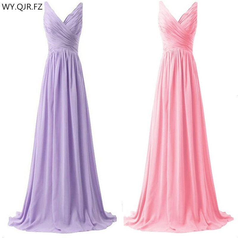 LLY1130Z#V-neck Spaghetti Straps Long Lace up purple Blue Bridesmaid Dresses wedding party prom dress 2020 Bride ladies fashion