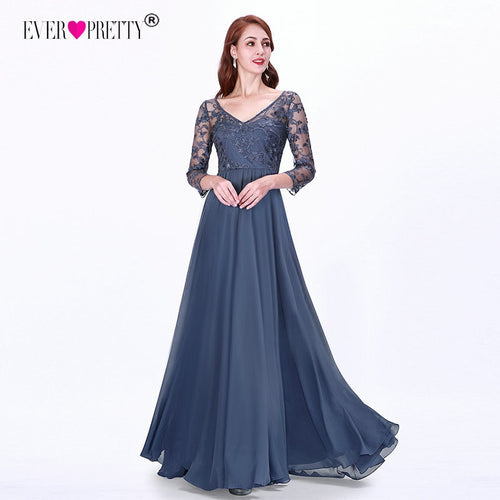 Sexy Long Sleeve Evening Dresses 2020 Ever Pretty EZ07633 Women's Cheap Lace Appliques V-neck Formal Elegant Party Dresses