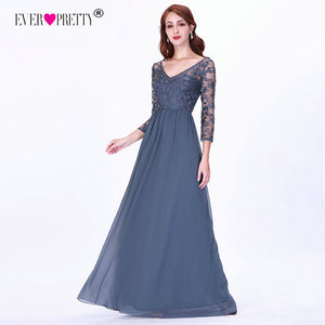 Sexy Long Sleeve Evening Dresses 2020 Ever Pretty EZ07633 Women's Cheap Lace Appliques V-neck Formal Elegant Party Dresses