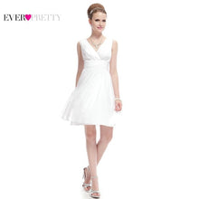 Load image into Gallery viewer, Bridesmaid Dresses EP03989 Ever Pretty Double V-neck White Short Fashion Little White Dresses 2020 Wedding Bridesmaid Dresses