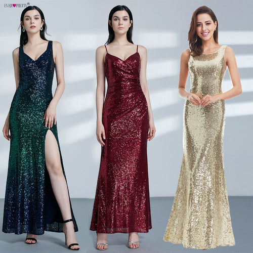 Gold Long Evening Dress Ever Pretty Back Cowl Neck EP07110GD Shine Sequin Sparkle Elegant Women 2019 Evening Party Gowns