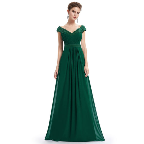 Robe De Soiree 2020 EB23368 Elegant A Line V Neck Appliques Formal Evening Dress Long Red Formal Wedding Party Gowns Plus Size