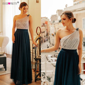 Prom Dress Long 2019 Elegant Ever Pretty EP07404 Sexy Sleeveless Backless A-line Tulle Robe De Soiree Navy Blue Party Dress