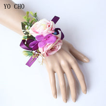 Load image into Gallery viewer, Silk Roses Wedding Wrist Corsages Boutonnieres Flowers White Bridal Hand Flowers Groom Man Buttonhole Marriage Supplies A