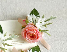 Load image into Gallery viewer, YO CHO Wrist Corsage Wedding Wrist Flower Corsage Groom Pink Rose Bracelet Bridesmaid Boutonniere Men Marriage Wedding Supplies