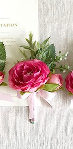 YO CHO Wrist Corsage Wedding Wrist Flower Corsage Groom Pink Rose Bracelet Bridesmaid Boutonniere Men Marriage Wedding Supplies