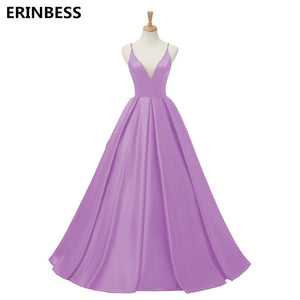 2019 Red Sexy Satin Evening Dresses Long A-line Prom Dresses V-neck Evening Party Dresses Prom Dress Open Back Robe De Soiree