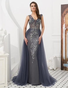Luxury Mermaid Prom Dresses 2019 Wholesale Wine Red/Gray Sweep Train Sleeveless Beading Crystal Long vestido Prom Gown Evening