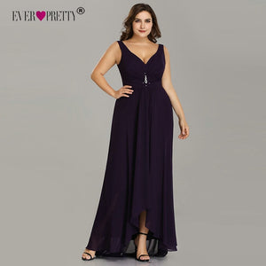 Plus Size Evening Dresses Long 2020 Elegant Burgundy A-line Sleeveless Crystal High Low Ever Pretty Special Occasion Dresses