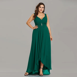 Plus Size Evening Dresses Long 2020 Elegant Burgundy A-line Sleeveless Crystal High Low Ever Pretty Special Occasion Dresses