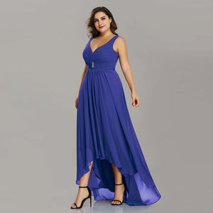 Plus Size Evening Dresses Long 2020 Elegant Burgundy A-line Sleeveless Crystal High Low Ever Pretty Special Occasion Dresses