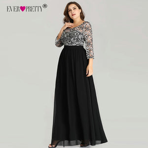Ever Pretty Plus Size Evening Dresses Long 2019 Lace Long Sleeve Chiffon Mother of the Bride Dress Winter Autumn Evening Gowns