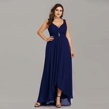 Load image into Gallery viewer, Plus Size Evening Dresses Long 2020 Elegant Burgundy A-line Sleeveless Crystal High Low Ever Pretty Special Occasion Dresses