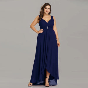 Plus Size Evening Dresses Long 2020 Elegant Burgundy A-line Sleeveless Crystal High Low Ever Pretty Special Occasion Dresses