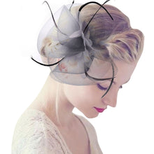 Load image into Gallery viewer, Women Fascinator Headwear Hat Wedding Party Hairpin Feather Floral Tiaras New gai
