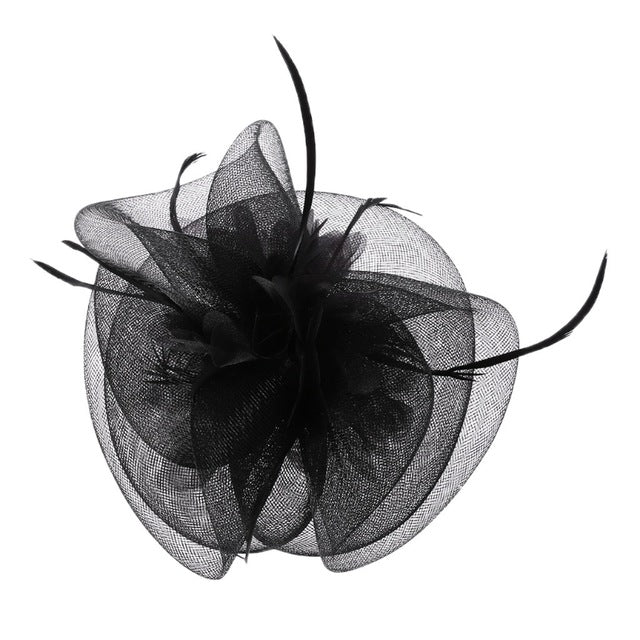 Women Fascinator Headwear Hat Wedding Party Hairpin Feather Floral Tiaras New gai