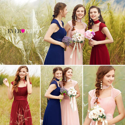 Long Simple Bridesmaid Dresses 2020 New Arrival Ever Pretty EP08834 Long Chiffon Cheap Wedding Party Dresses Bridesmaid Dresses