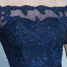 Load image into Gallery viewer, LAMYA Short Lace Sleeve Prom Dresses Boat Neck Evening Party Dress 2019 Elegant Plus Size Formal Gown vestido de festa