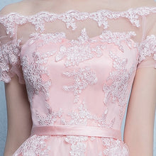 Load image into Gallery viewer, LAMYA Short Lace Sleeve Prom Dresses Boat Neck Evening Party Dress 2019 Elegant Plus Size Formal Gown vestido de festa