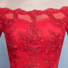 Load image into Gallery viewer, LAMYA Short Lace Sleeve Prom Dresses Boat Neck Evening Party Dress 2019 Elegant Plus Size Formal Gown vestido de festa