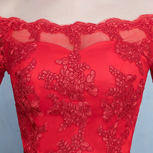LAMYA Short Lace Sleeve Prom Dresses Boat Neck Evening Party Dress 2019 Elegant Plus Size Formal Gown vestido de festa