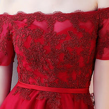 Load image into Gallery viewer, LAMYA Short Lace Sleeve Prom Dresses Boat Neck Evening Party Dress 2019 Elegant Plus Size Formal Gown vestido de festa