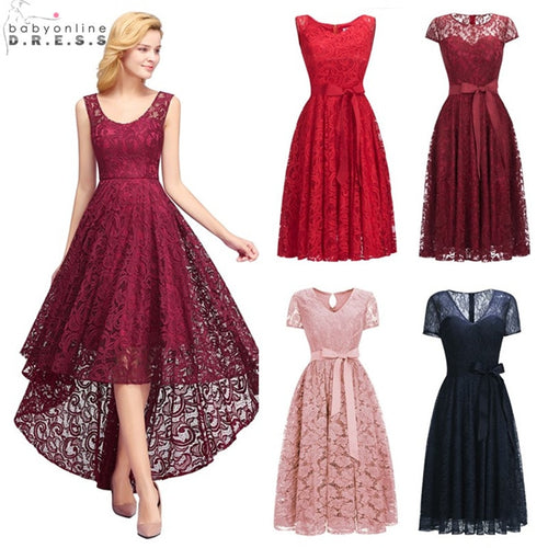 Sexy Illusion High Low Lace Cocktail Dresses Elegant Plus Size 2-26W Short Party Dresses Vestidos Coctel Robe de Cocktail