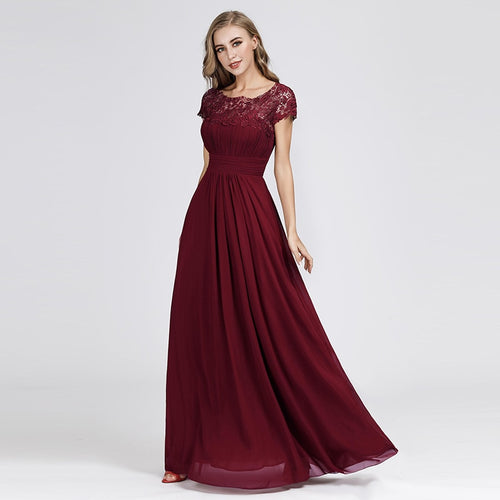 Plus Size Evening Dresses Long Appliques Pleated Chiffon Abendkleider Elegant Cheap EB23999 Open Back Lace robe de soiree Women