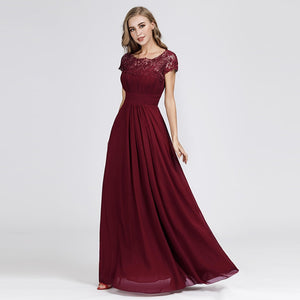 Plus Size Evening Dresses Long Appliques Pleated Chiffon Abendkleider Elegant Cheap EB23999 Open Back Lace robe de soiree Women