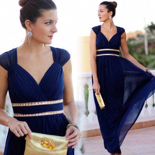Plus Size Elegant V-Neck Long Evening Dress 2019 Cheap Chiffon Party Gowns Ruched Beading Empire Hollow Out Formal Dress