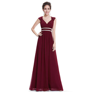 Plus Size Elegant V-Neck Long Evening Dress 2019 Cheap Chiffon Party Gowns Ruched Beading Empire Hollow Out Formal Dress