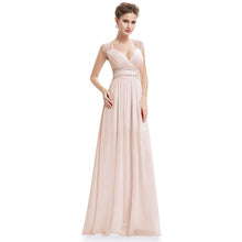 Load image into Gallery viewer, Plus Size Elegant V-Neck Long Evening Dress 2019 Cheap Chiffon Party Gowns Ruched Beading Empire Hollow Out Formal Dress