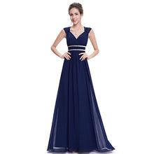 Load image into Gallery viewer, Plus Size Elegant V-Neck Long Evening Dress 2019 Cheap Chiffon Party Gowns Ruched Beading Empire Hollow Out Formal Dress