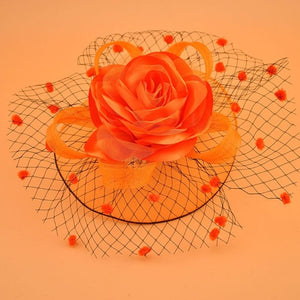 Girl Mesh Veil Hat Wedding headwear Elegant Ribbon Big Flower Solid Color Fascinator Small Plush Wave Point Bridal Hair pins gai